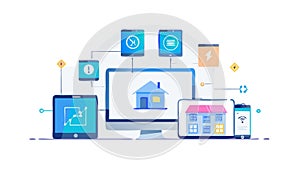 Smart home system vector, integrated device control interface. vector design Generative AI