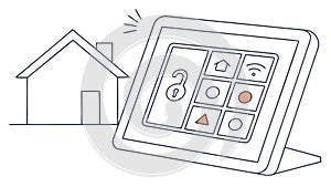 Smart Home Tablet with Security Interface, vector design Generative AI