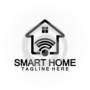 Smart Home Tech  signal wifi wireless Logo Vector design template