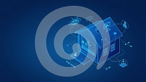 Smart Home Technology Blueprint Isometric Illustration