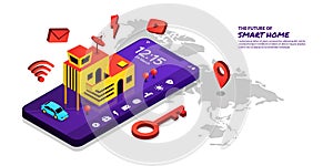 Smart home technology concept, home remote control by smartphone application