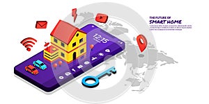 Smart home technology concept, home remote control by smartphone application