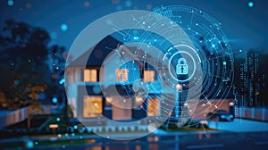 Smart home technology conceptual banner, Home security and Smart home concept