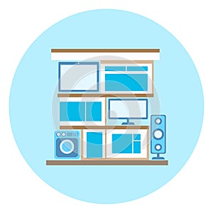 Smart Home Technology Icon On Blue Background Modern House Control System Concept