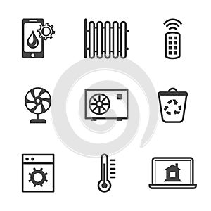 Smart home utilities security control icons