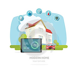Smart home vector illustration, flat house technology