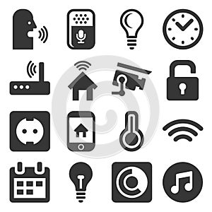 Smart Home and Voice Control Icons Set. Vector