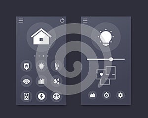 Smart house app interface, vector mobile ui