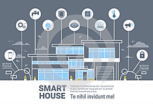 Smart House Control System Interface Infographics Modern Home Technology Icons Banner