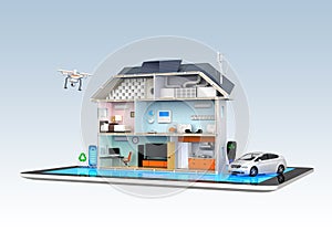 Smart house with energy efficient appliances photo