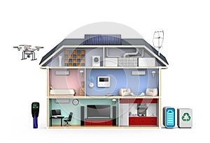 Smart house with energy efficient appliances. No text