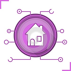 Smart house flat design long shadow icon