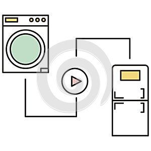 Smart house and home appliance control icon flat vector