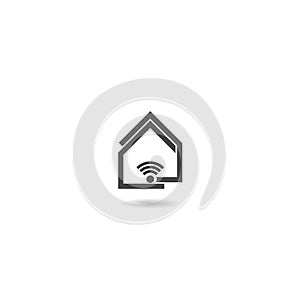 Smart house icon with shadow