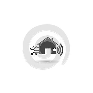 Smart house icon with shadow