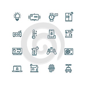 Smart house icons. Home automation control systems symbols for Internet of things concept