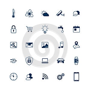 Smart house icons set. Internet of things concept. Smart home element system. Vector illustration