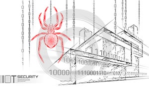 Smart house IOT cybersecurity spider concept. Personal data safety Internet of Things cyber attack. Hacker attack danger