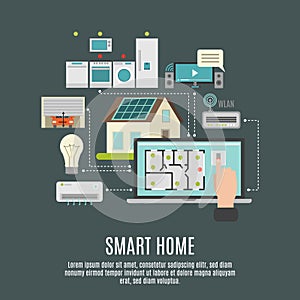 Smart house iot flat icon poster
