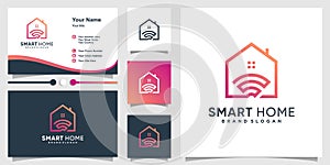 Smart house logo with unique concept and business card design Premium Vector
