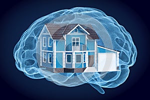 Smart house technology concept, 3D