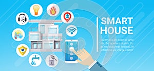 Smart House Technology Control System Icon Infographic With Copy Space