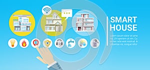 Smart House Technology Control System Icon Infographic With Copy Space