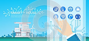 Smart House Technology Control System Icon Infographic With Copy Space