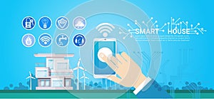 Smart House Technology Control System Icon Infographic With Copy Space