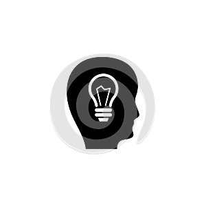 Smart Human Head, Idea and Imagination. Flat Vector Icon illustration. Simple black symbol on white background. Smart