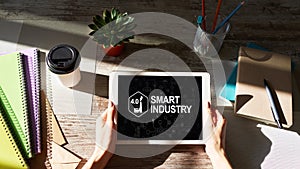 Smart industry 4.0, modern manufacturing, IOT and automation.