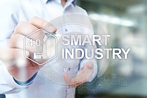 Smart industry. Industrial and technology innovation. Modernization and automation concept. Internet. IOT.