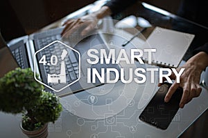 Smart industry. Industrial and technology innovation. Modernization and automation concept. Internet. IOT.