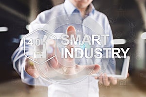 Smart industry. Industrial and technology innovation. Modernization and automation concept. Internet. IOT.