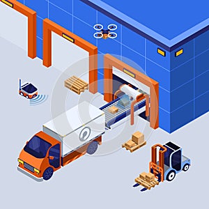 Smart Industry Logistics Isometric Background