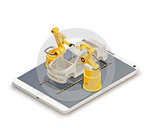 Smart Industry Manufacturing Isometric Composition