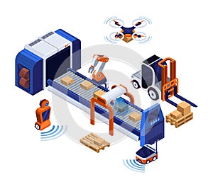 Smart Industry Production Isometric Concept