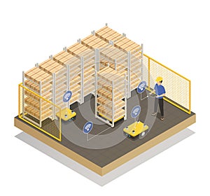 Smart Industry Robots Isometric Composition