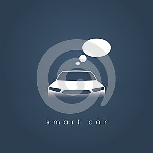 Smart or intelligent car vector concept. Futuristic automotive technology with autonomous driving, driverless cars.