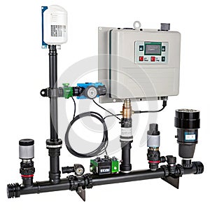 Smart irrigation system realistic illustration isolated on white