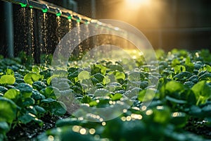 a smart irrigation system watering crops