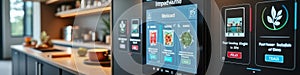 Smart kitchen interface displaying nutritional information in modern home
