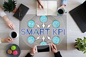 Smart KPI business efficience concept on flat lay.