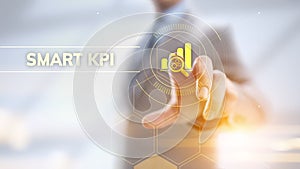 Smart KPI Performance analysis improvement business industrial technology concept.