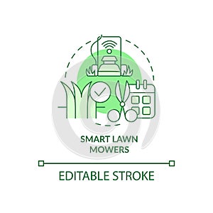 Smart lawn mowers green concept icon