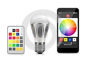 Smart light bulb, vector realistic isolated illustration
