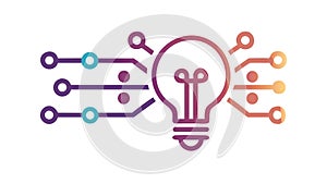 Smart lightbulb with network connections, symbolizing IoT and connected ideas. vector design Generative AI