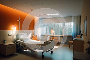 smart lighting solution for hospital room, with dimmed lights and adjustable brightness for night-time reading