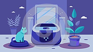 A smart litter box enclosure that automatically seals and deodorizes after each use keeping your home smelling fresh photo