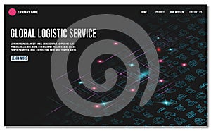 Smart Logistics background with global logistics Warehouse Logistics, Sea Freight Logistics partnership. For website and mobile